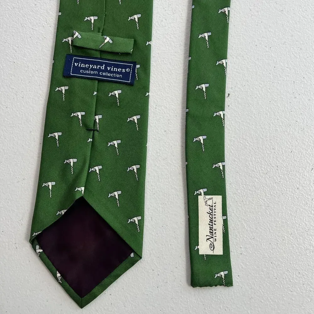Vineyard Vines Neck Tie Green Custom Collection Nantucket Wine Festival